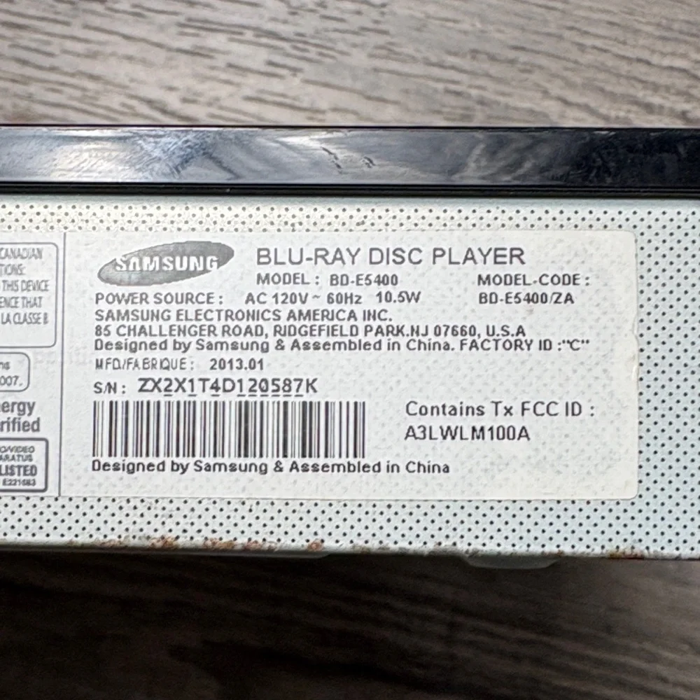 Samsung Black BluRay/DVD Media Player